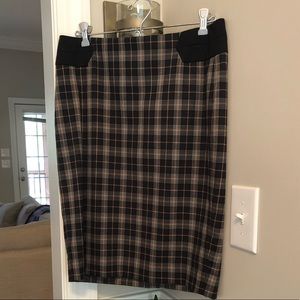 The Limited Black and Gray Plaid Pencil Skirt
